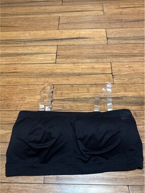 Truekind Women's Black Bandeau Bra Convertible with Clear Straps Size 4XL